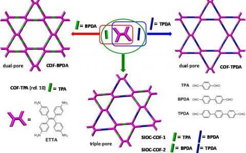 上海有机所赵新JACS:利用不同基元混合组装的策略构筑三孔COFs