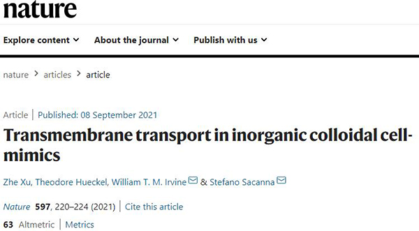 纽约大学/芝加哥大学Nature:无机中空微胶囊实现活细胞的基本功能