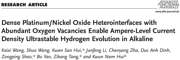 Adv. Funct. Mater.:致密铂/镍氧化物异质界面实现安培级高效稳定析氢