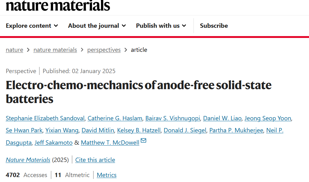 Nature Materials:无阳极固态电池的电化学力学
